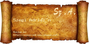 Szegi Adrián névjegykártya